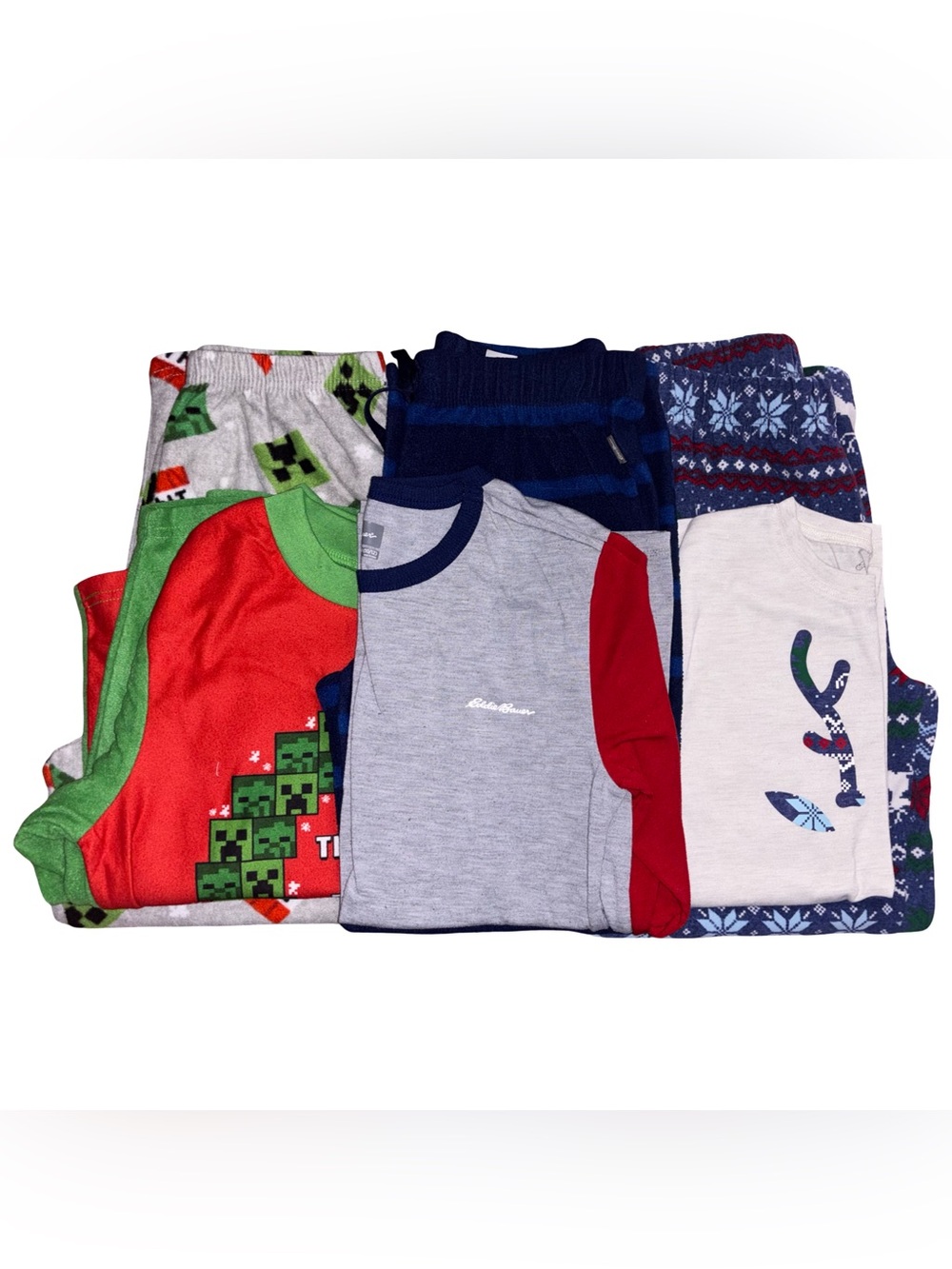 Lot of 3 Boys Pajama Matching Sets Size 10-12 Winter Christmas Eddie Bauer